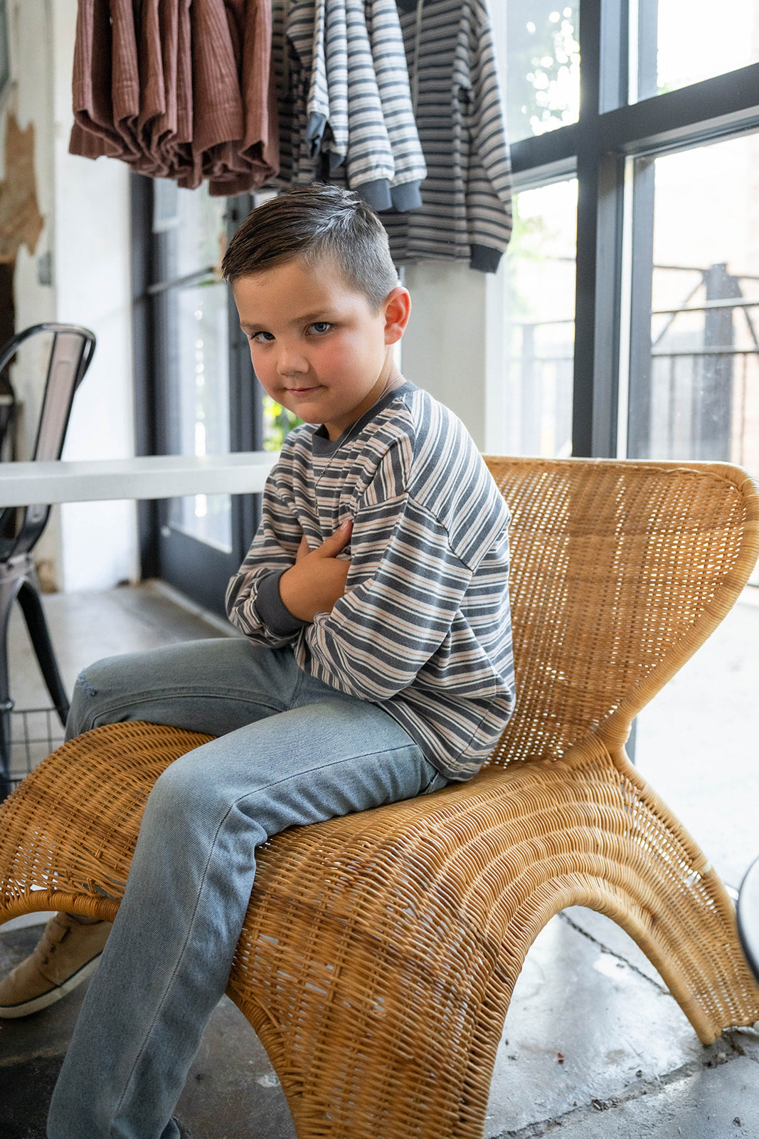 RELAXED LONG SLEEVE TEE BLUE STRIPE