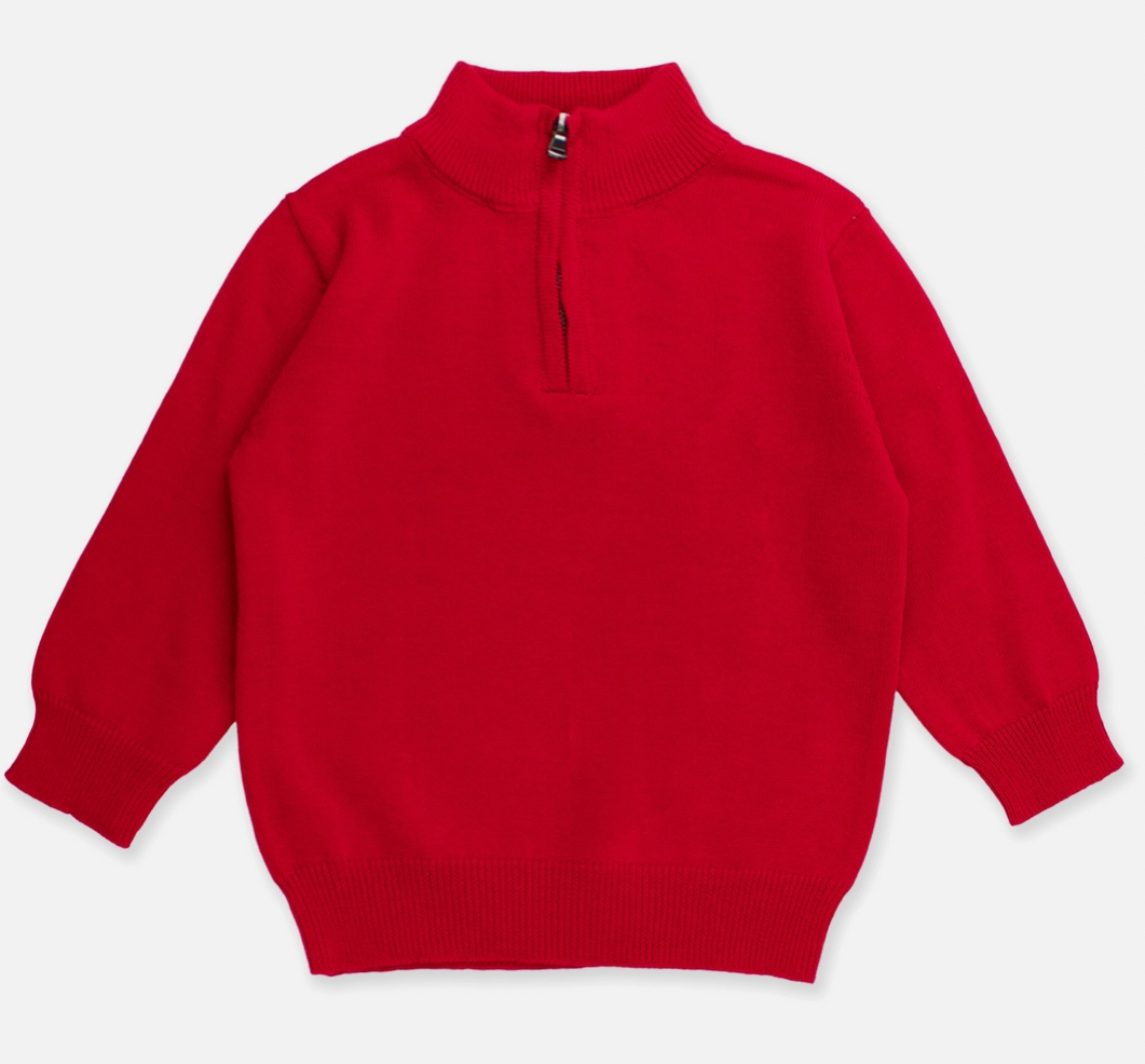 Boys Red Quarter Zip