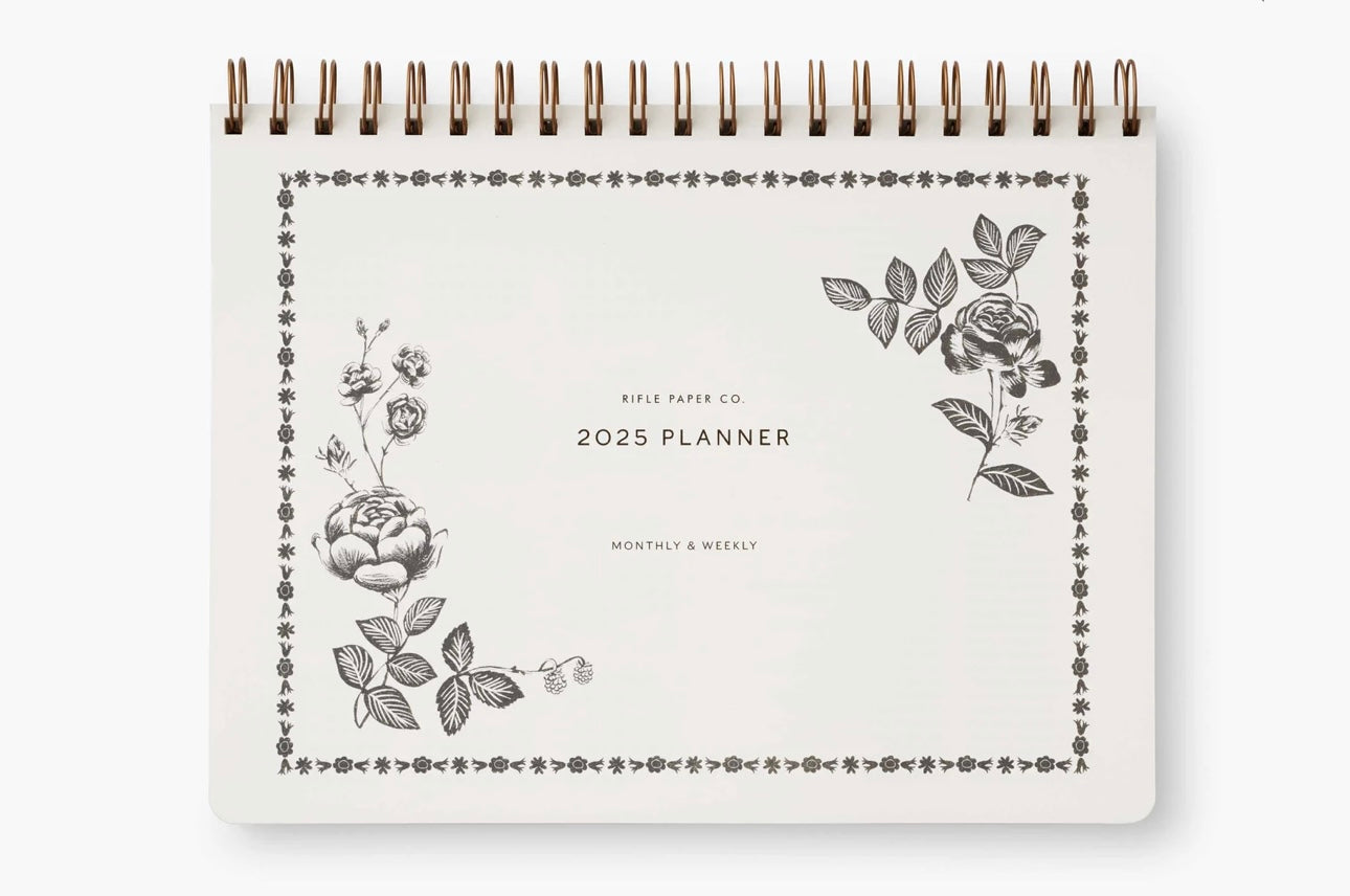 2025 English Rose 12-Month Top Spiral Planner