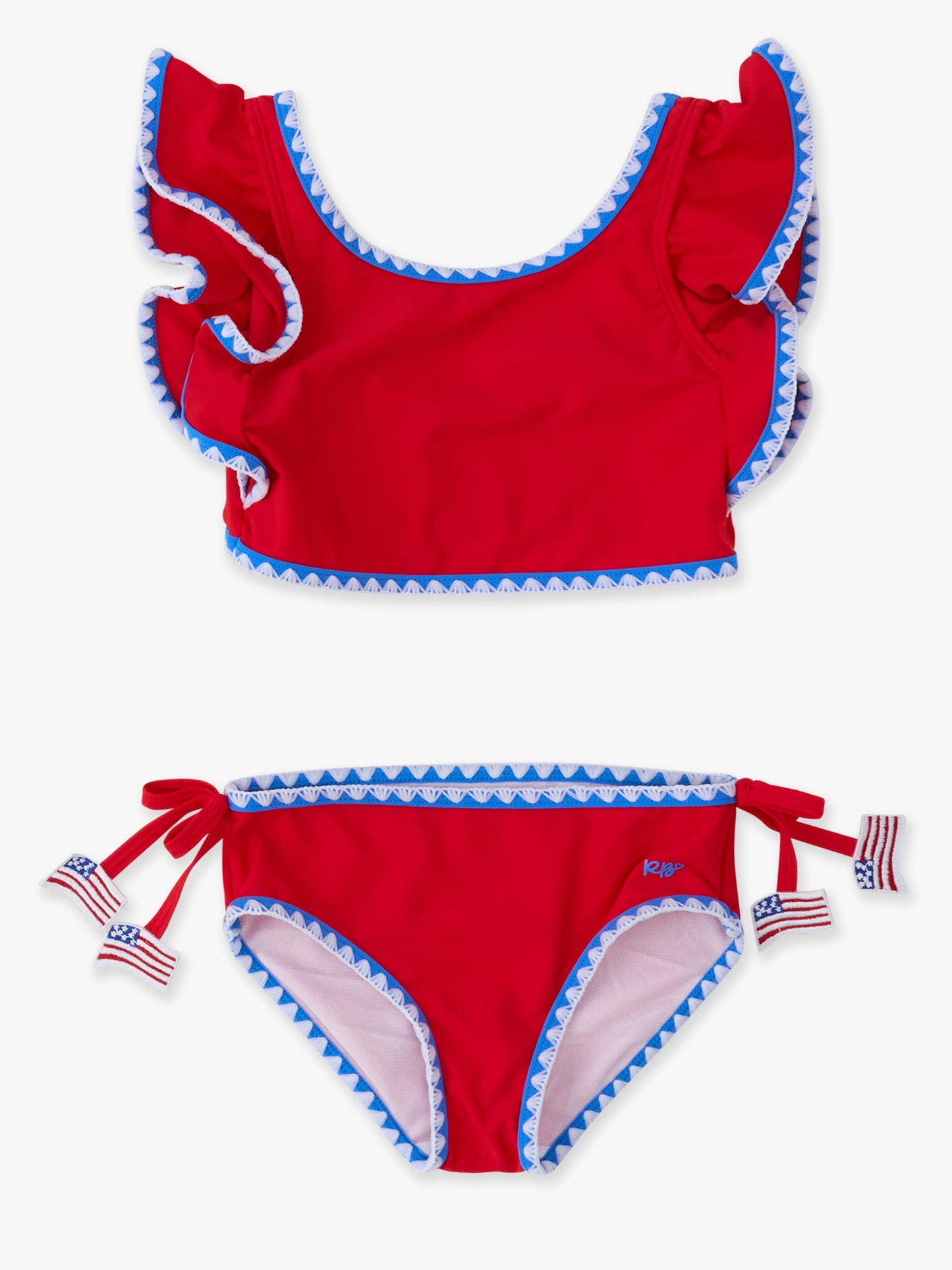 Girls Vintage Red Crochet Detail Butterfly Tankini 2-Piece Swimsuit