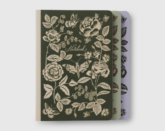 Assorted Set of 3 English Rose Notebooks