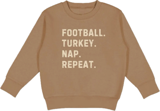 Football. Turkey. Nap. Repeat. Thanksgiving Sweater