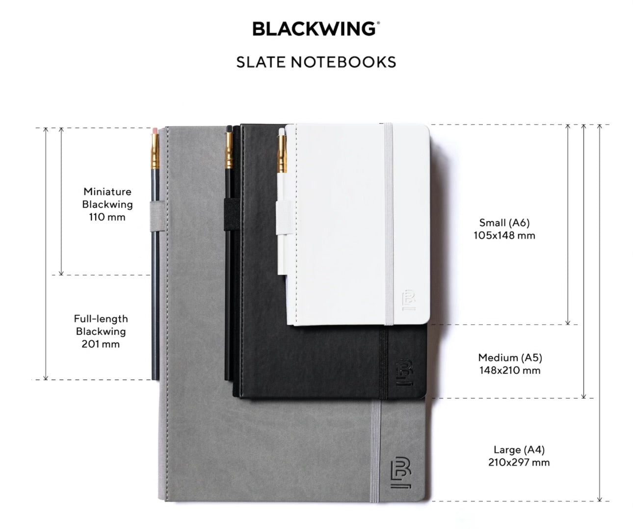 Medium Blackwing Slate Notebook - White - Ruled