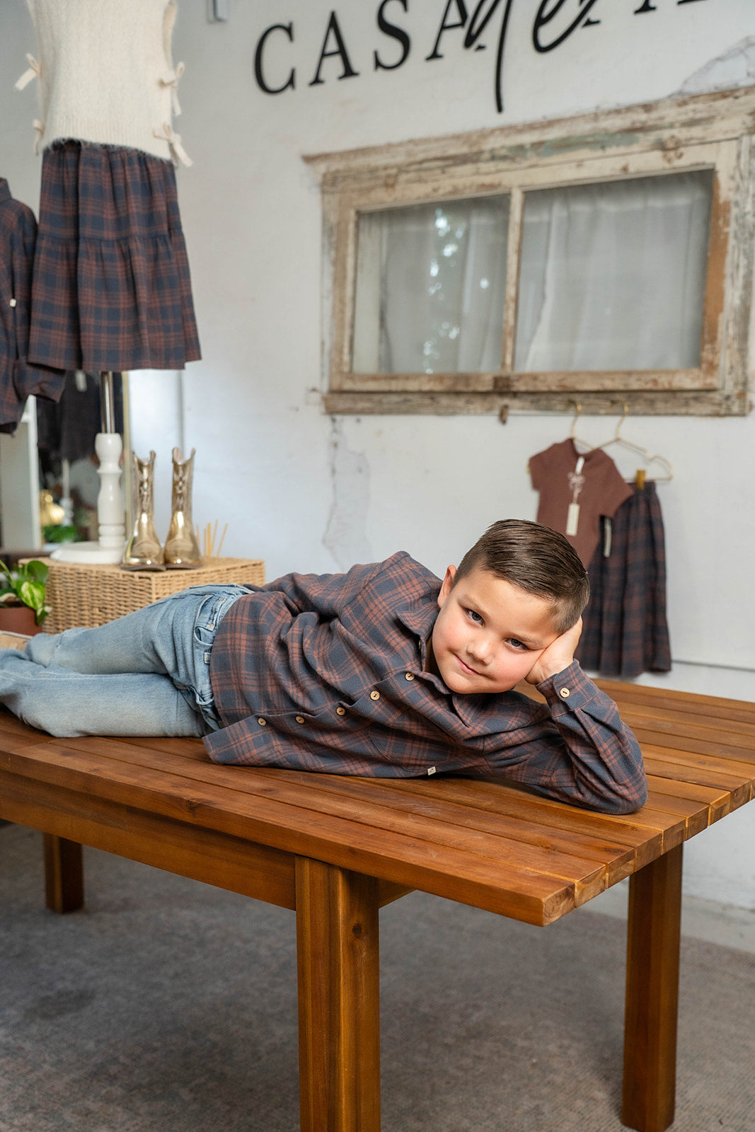 COLLARED LONG SLEEVE SHIRT MIDNIGHT PLAID
