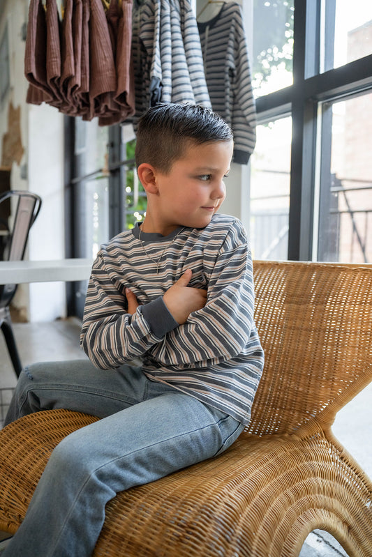 RELAXED LONG SLEEVE TEE BLUE STRIPE