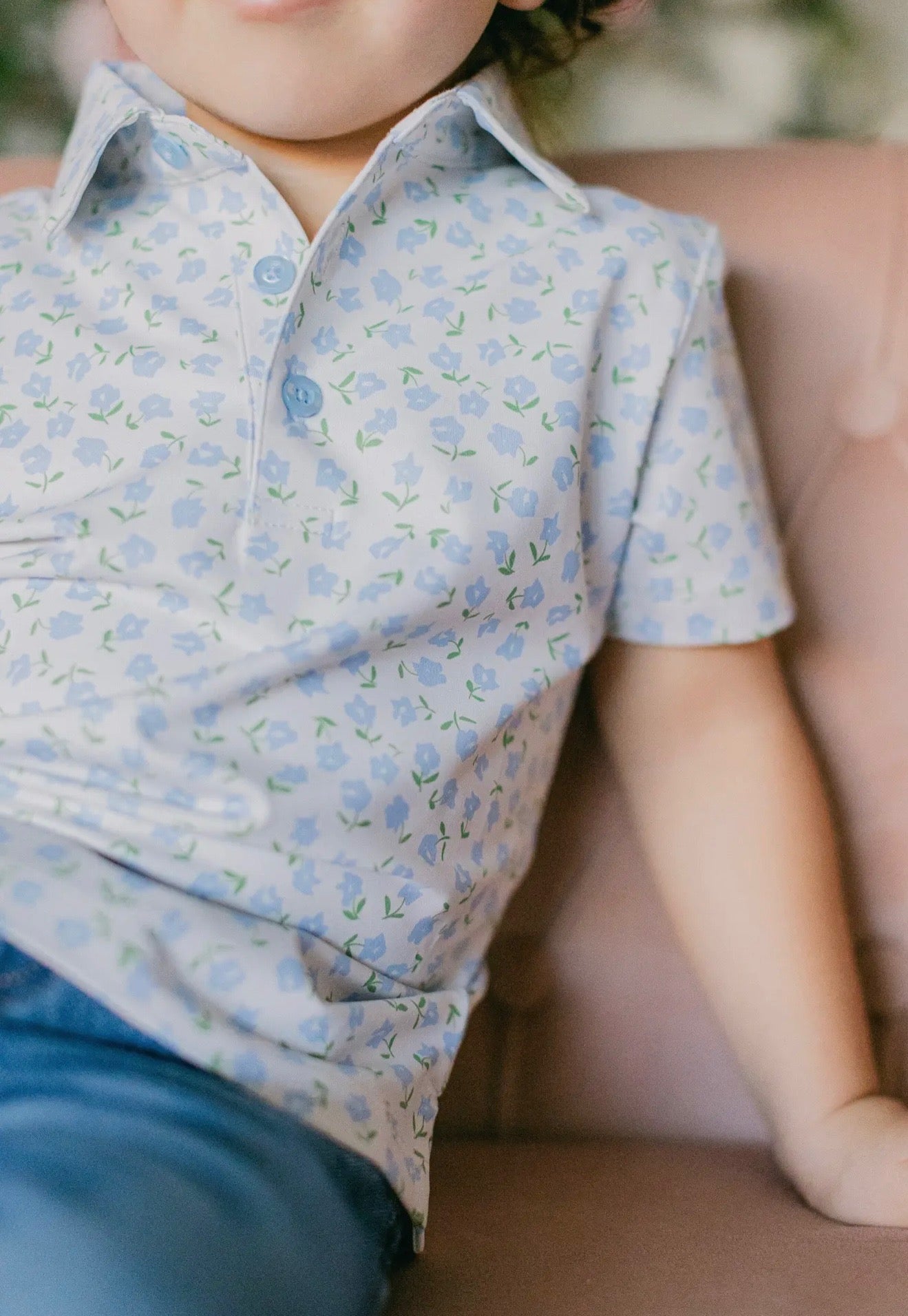 Blue Ditsy Boys' Polo