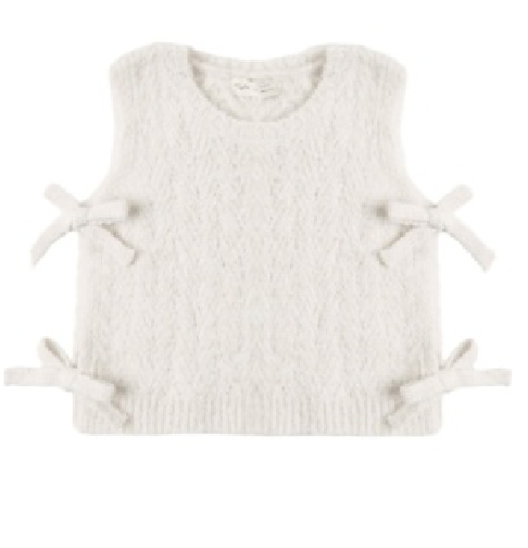 BOW SWEATER VEST IVORY